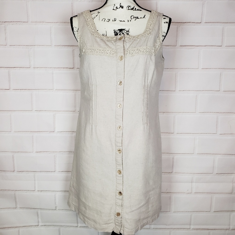 White Stag Linen Blend Shift Dress S